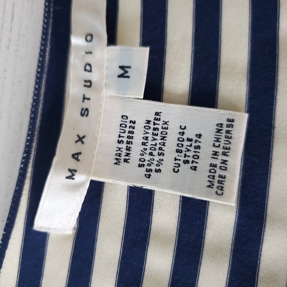 Max Studio Navy and White Striped Twist Tank - Picture 6 of 6